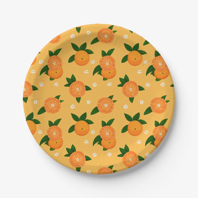 Plato De Papel Tangerinas de Verano (Anverso)