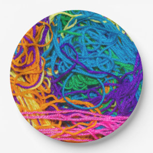 Plato De Papel Tangles Yarn Crocheting y fotografía de punto