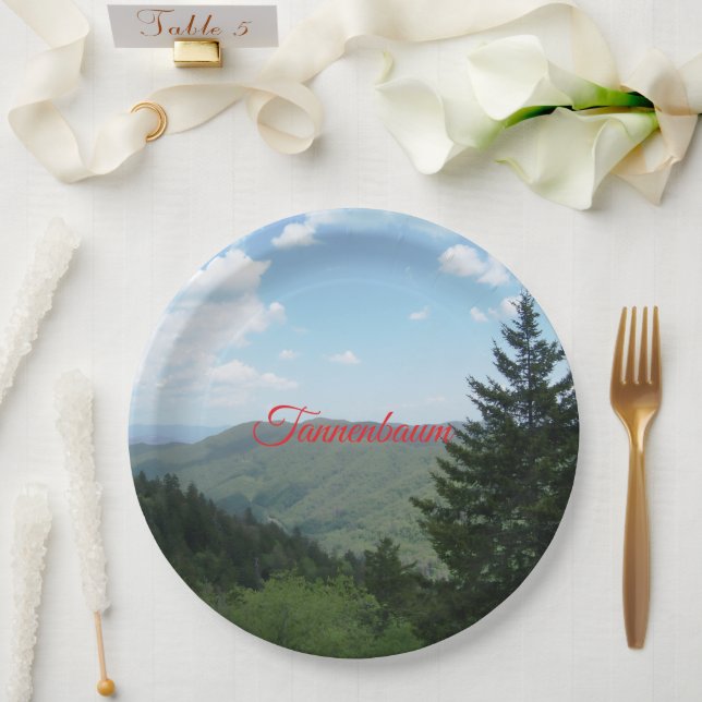 Plato De Papel Tannenbaum Navidad Montaña (Boda)