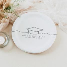 Plato De Papel Tapa de graduación de línea mínima simple