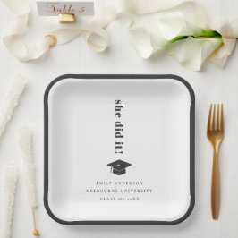 Plato De Papel Tapa de graduación elegante de tipografía negrita 
