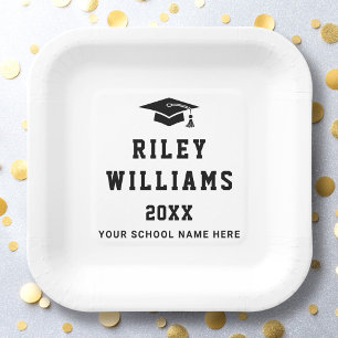 Plato De Papel Tapa de graduación nombre año deportes de la unive