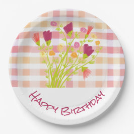 Plato De Papel Tapado Rosa Y Naranja