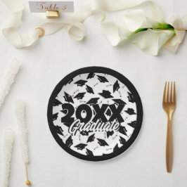 Plato De Papel Tapas de graduación negras empapadas en el aire en