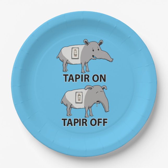Plato De Papel Tapir lindo y divertido en Tapir apagado (Anverso)