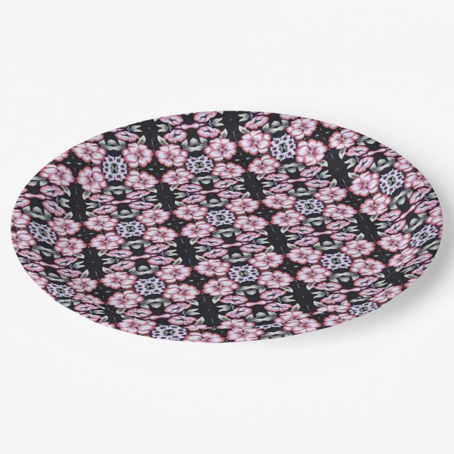 Plato De Papel Tapiz floral (Angular)