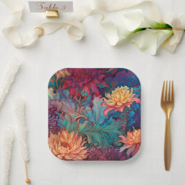 Plato De Papel Tapiz floral de Dahlia