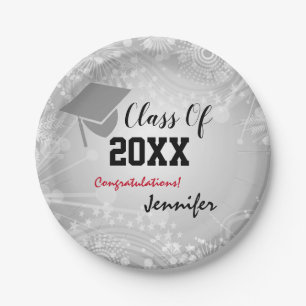 Plato De Papel Tapón de graduación, año de clase 20XX fiesta plat
