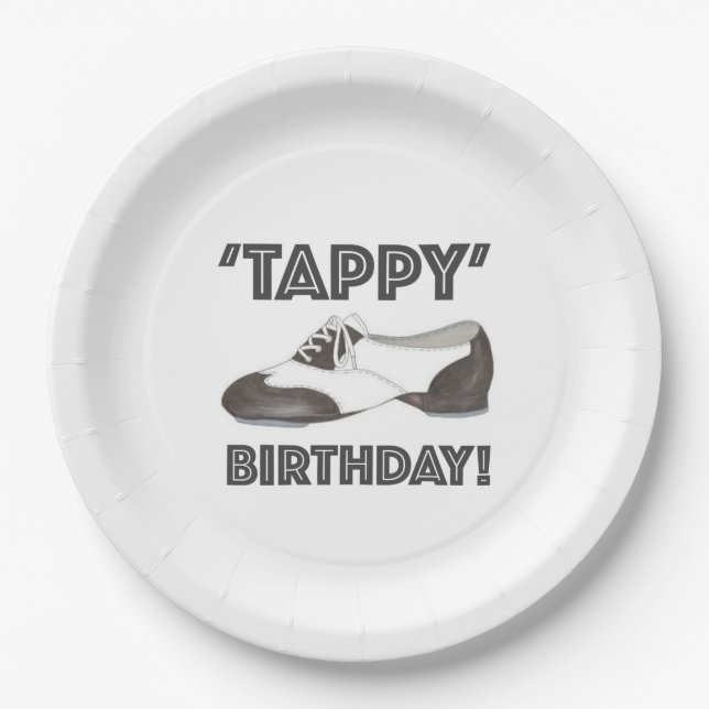 Plato De Papel Tappy Happy Birday Tap Dance Tapdance Shoe (Anverso)