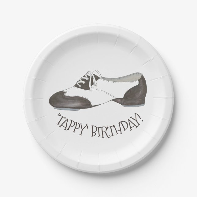 Plato De Papel Tappy Happy Birthday Dance Teacher bailarina de za (Anverso)