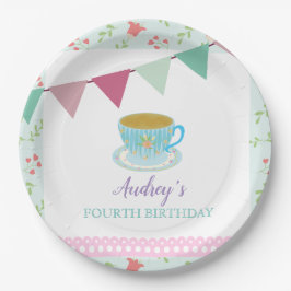 Plato De Papel Tarde Tea Vintage Shabby Chic Chicas Cumpleaños