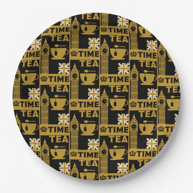 Plato De Papel Tardes de té británicas (Anverso)