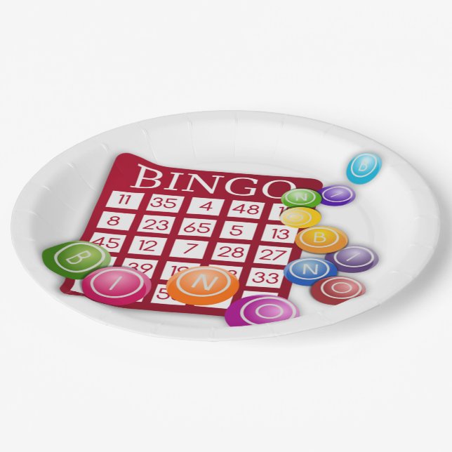 Plato De Papel Tarjeta BINGO con bolas BINGO (Angular)
