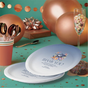 Plato De Papel Tarjeta de agradecimiento a Floral Grad Gorra