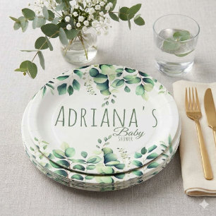 Plato De Papel Tarjeta de agradecimiento para baby shower con veg