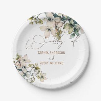 Plato De Papel Tarjeta de boda floral de flores silvestres lindas