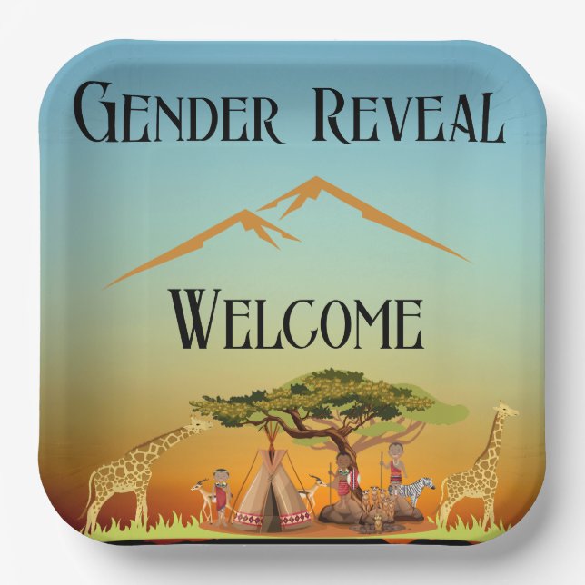 Plato De Papel Tarjeta de inscripción para revelar el género de l (Anverso)