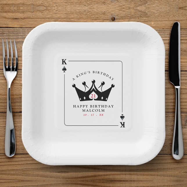 Plato De Papel Tarjeta de póquer del Casino del Rey de las Espada (21st Birthday King of Spades Casino Poker Card Paper Plates
)