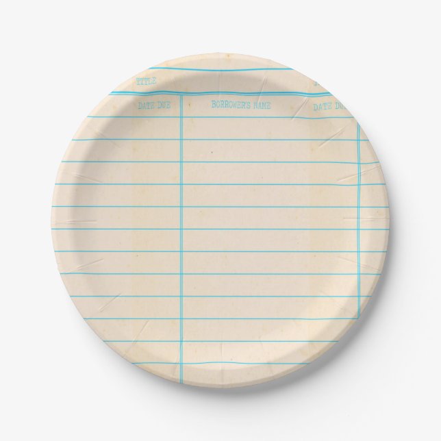 Plato De Papel Tarjeta de vencimiento de libro de biblioteca retr (Anverso)