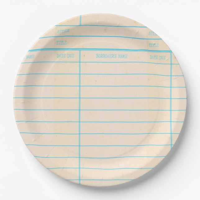 Plato De Papel Tarjeta de vencimiento de libro de biblioteca retr (Anverso)