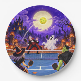 Plato De Papel Tarjeta divertida de pickleball de Halloween - El