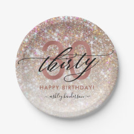 Plato De Papel Tarjeta Ombre, Purpurina de Moda de cumpleaños núm