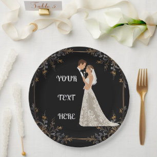 Plato De Papel Tarjeta plana de aviso de fecha de boda