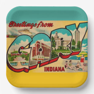 Plato De Papel Tarjeta postal de saludo de Gary Indiana