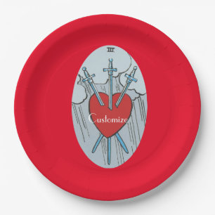 Plato De Papel Tarjeta Tarot 3 Espadas Thunder_Cove