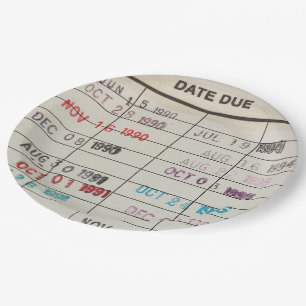 Plato De Papel Tarjetas de fecha de vencimiento de la biblioteca