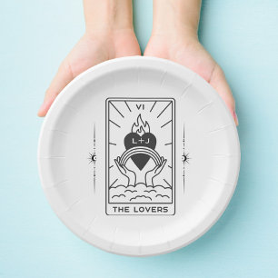 Plato De Papel Tarot Cards Ducha de novia BODA Tarot B+W