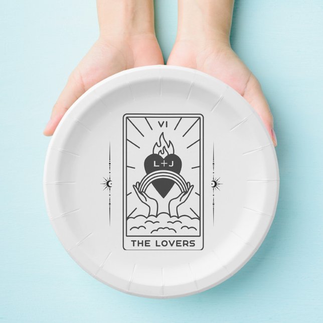 Plato De Papel Tarot Cards | Ducha de novia | BODA | Tarot B+W (Subido por el creador)