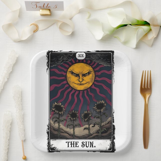 Plato De Papel Tarot del Sol Gótico (Boda)