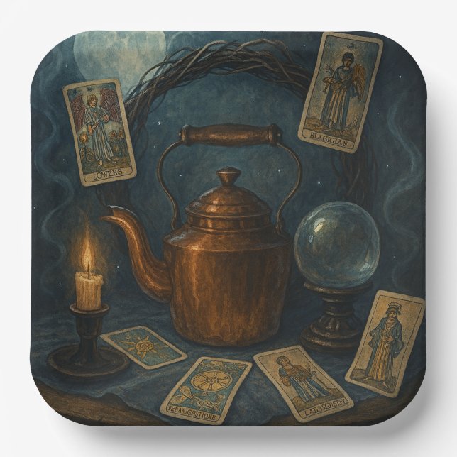 Plato De Papel Tarot y Té (Anverso)