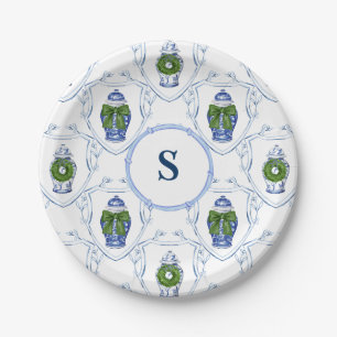 Plato De Papel Tarros de jengibre con estilo chinoiserie navideño