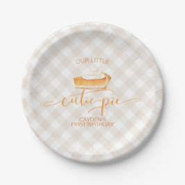 Plato De Papel Tarta de calabaza Cutie Pie cuadros de otoño Prime