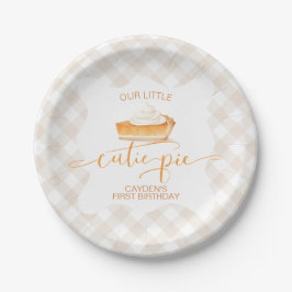Plato De Papel Tarta de calabaza Cutie Pie cuadros de otoño Prime