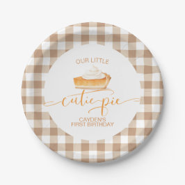 Plato De Papel Tarta de calabaza Cutie Pie cuadros de otoño Prime