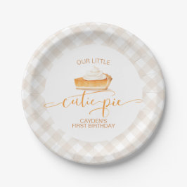 Plato De Papel Tarta de calabaza Cutie Pie cuadros de otoño Prime