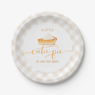 Plato De Papel Tarta de calabaza Cutie Pie ducha de bebé de cuadr