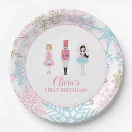 Plato De Papel Tarta de cumpleaños de copo de nieve de invierno d