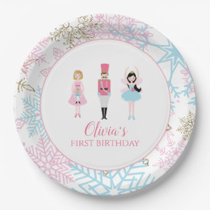 Plato De Papel Tarta de cumpleaños de copo de nieve de invierno d