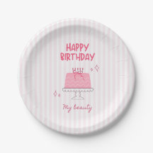 Tarta de cumpleaños rosa linda "Feliz cumpleaños,