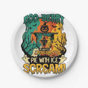 Plato De Papel Tarta de helado de calabaza Boo Berry Espantapájar