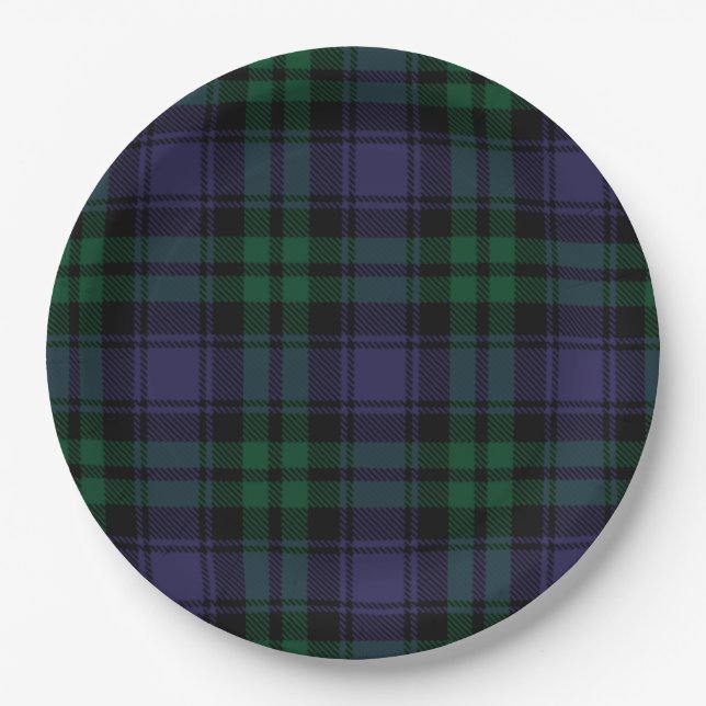 Plato De Papel Tartan Black Watch, Cuadros (Anverso)