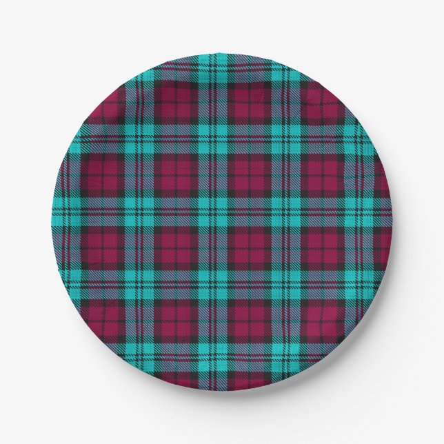 Plato De Papel Tartan Campbell Azul Rojo Plaid Blackwatch (Anverso)