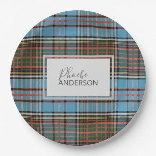 Plato De Papel Tartan Clan Anderson Plaid Check Personalizado