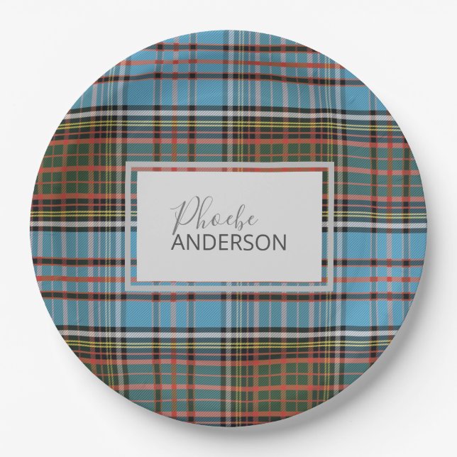 Plato De Papel Tartan Clan Anderson Plaid Check Personalizado (Anverso)