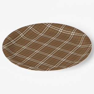 Plato De Papel Tartán marrón