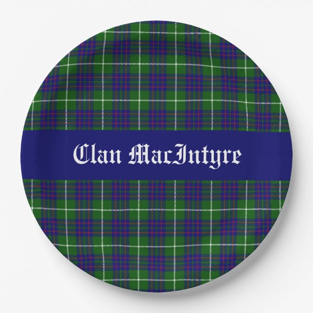 Plato De Papel Tartan personalizable del clan MacIntyre (Anverso)